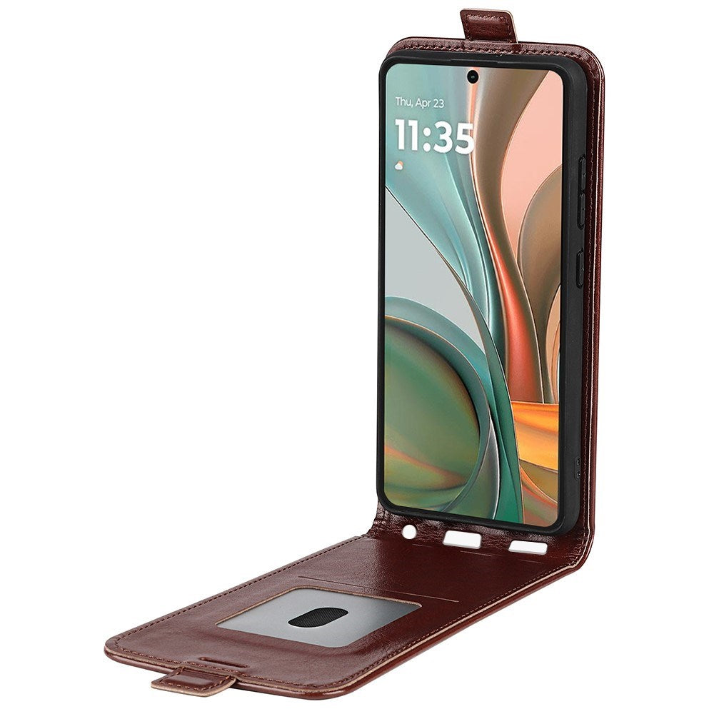 EIDERWOOD Vertikal Flip Kunstlæder Etui til Motorola Moto G75 5G med Kortslot - Brun