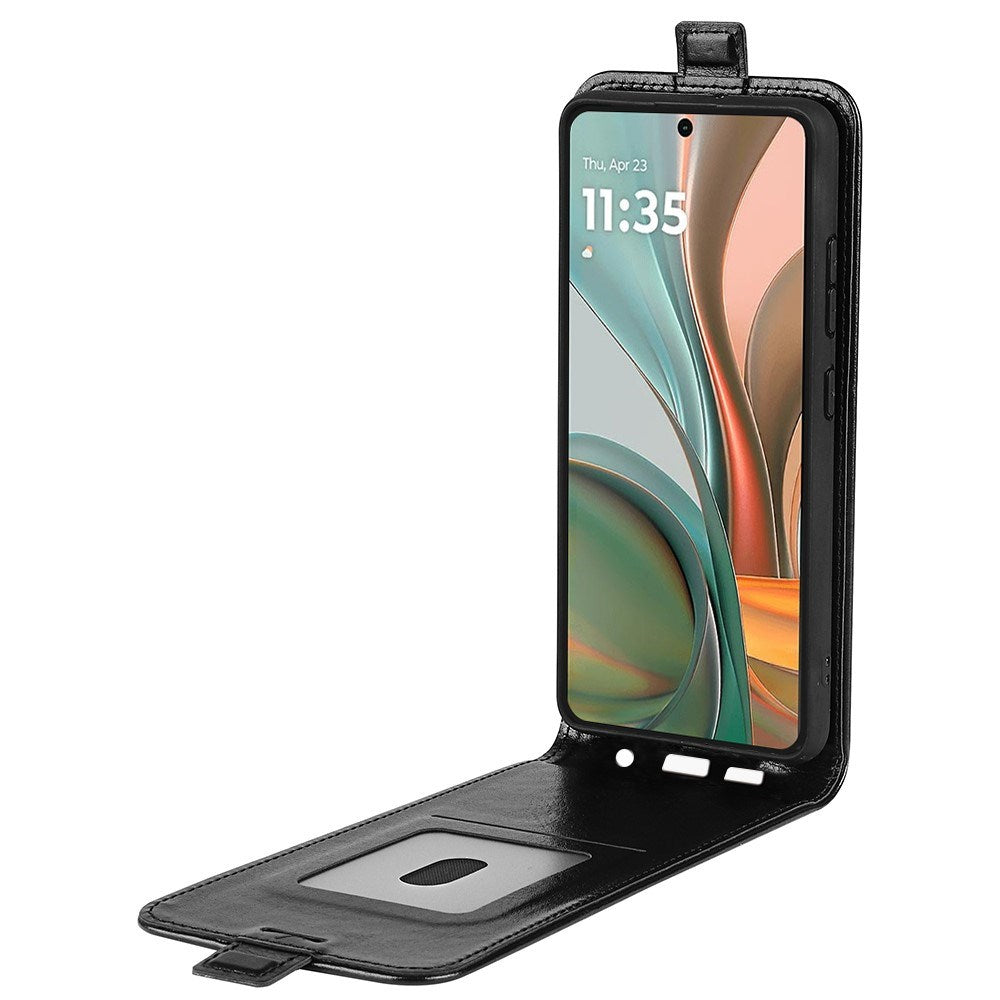 EIDERWOOD Vertikal Flip Kunstlæder Etui til Motorola Moto G75 5G med Kortslot - Sort