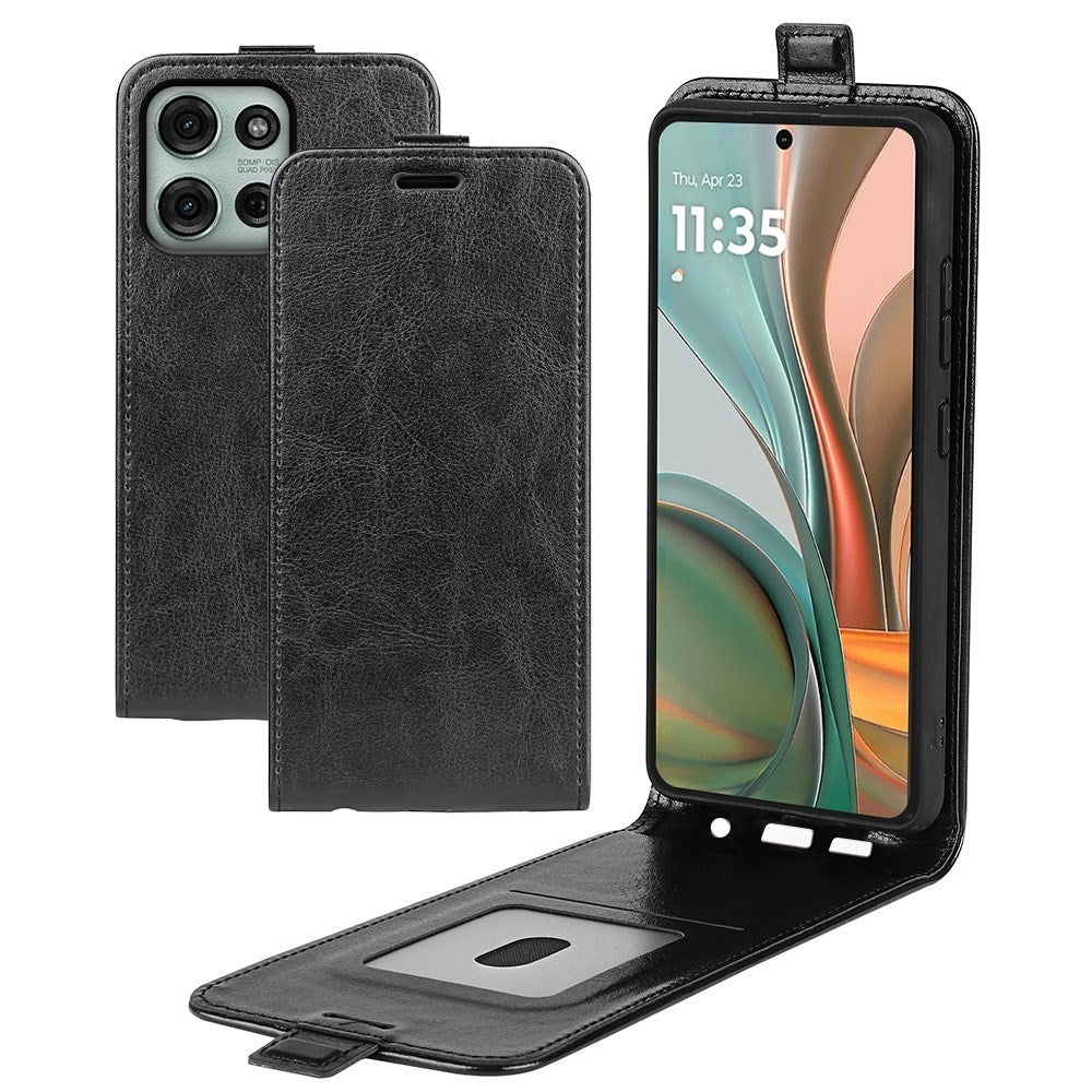EIDERWOOD Vertikal Flip Kunstlæder Etui til Motorola Moto G75 5G med Kortslot - Sort