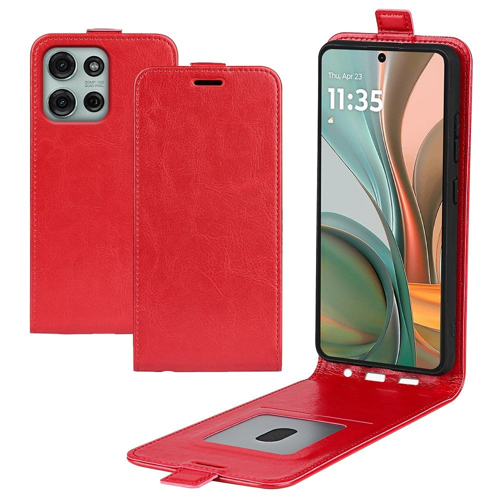 EIDERWOOD Vertikal Flip Kunstlæder Etui til Motorola Moto G75 5G med Kortslot - Rød
