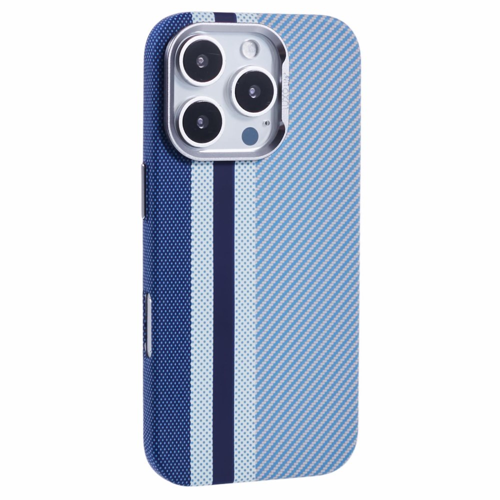 EIDERWOOD - Mønstret Carbon Cover - iPhone 16 Pro - MagSafe Kompatibel - Blue Stripes
