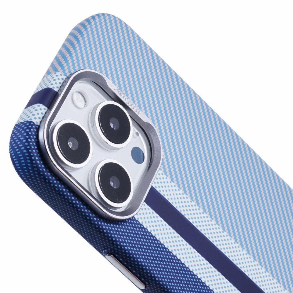 EIDERWOOD - Mønstret Carbon Cover - iPhone 16 Pro - MagSafe Kompatibel - Blue Stripes