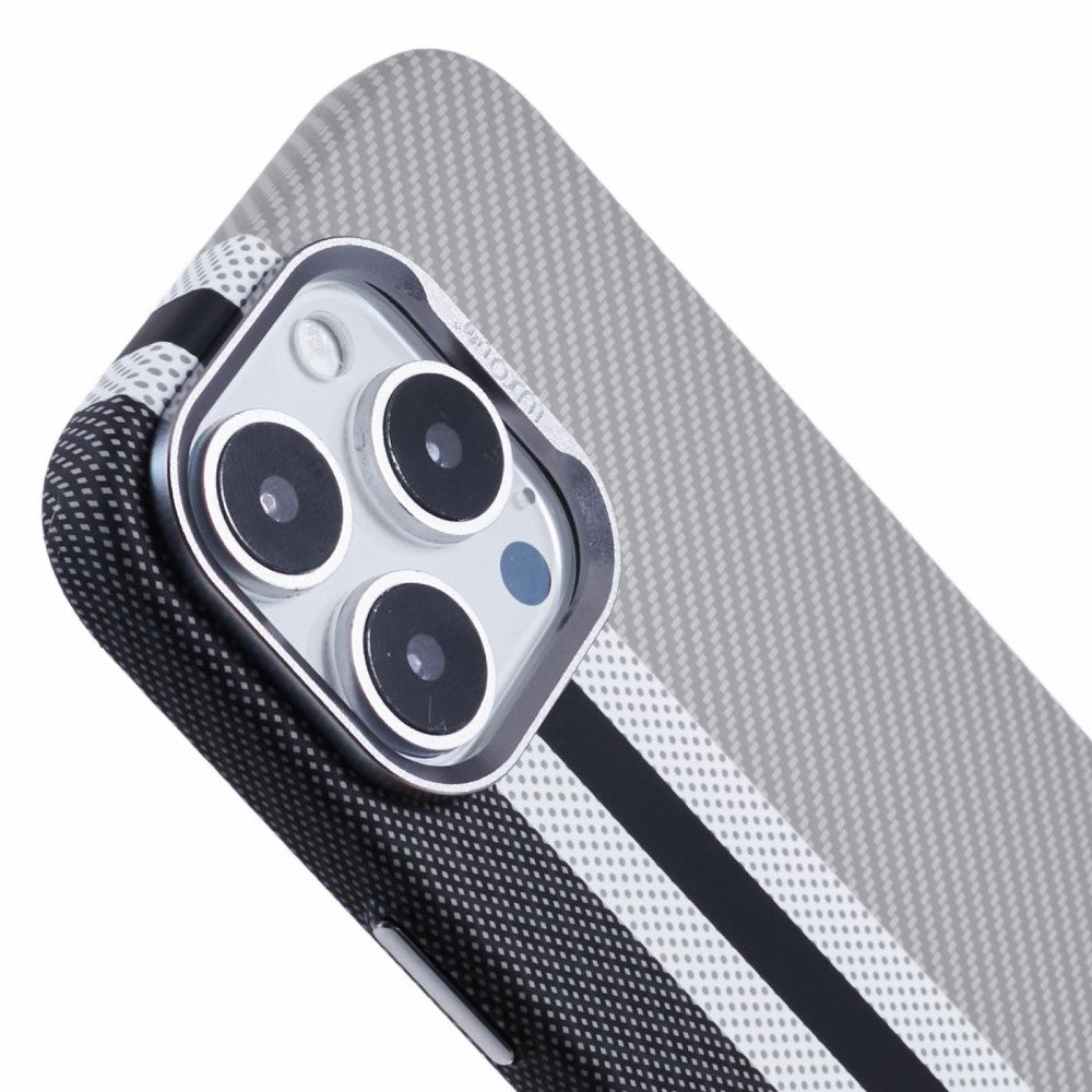 EIDERWOOD - Mønstret Carbon Cover - iPhone 16 Pro - MagSafe Kompatibel - Grey Stripes