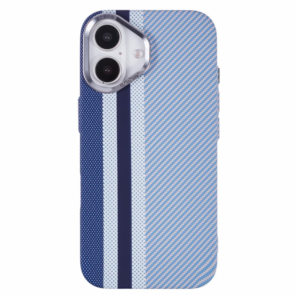 EIDERWOOD - Mønstret Carbon Cover - iPhone 16 - MagSafe Kompatibel - Blue Stripes