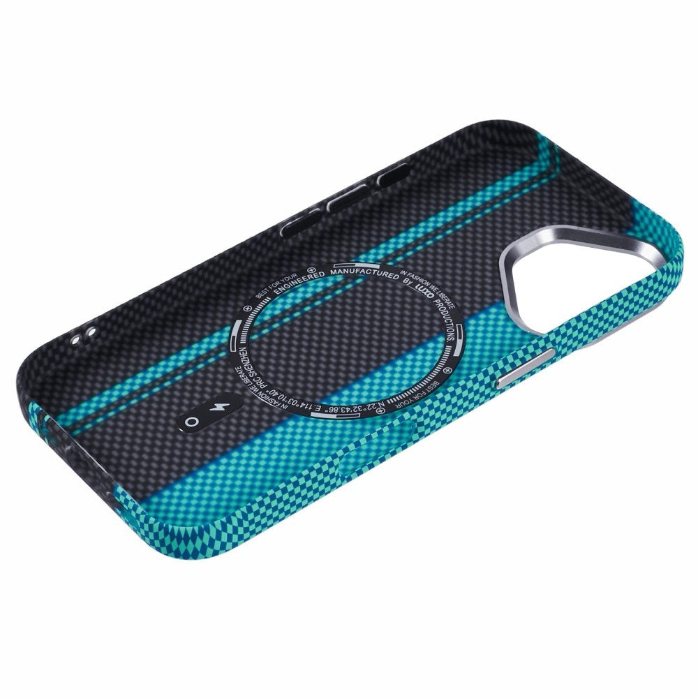 EIDERWOOD - Mønstret Carbon Cover - iPhone 16 - MagSafe Kompatibel - Blue/Black
