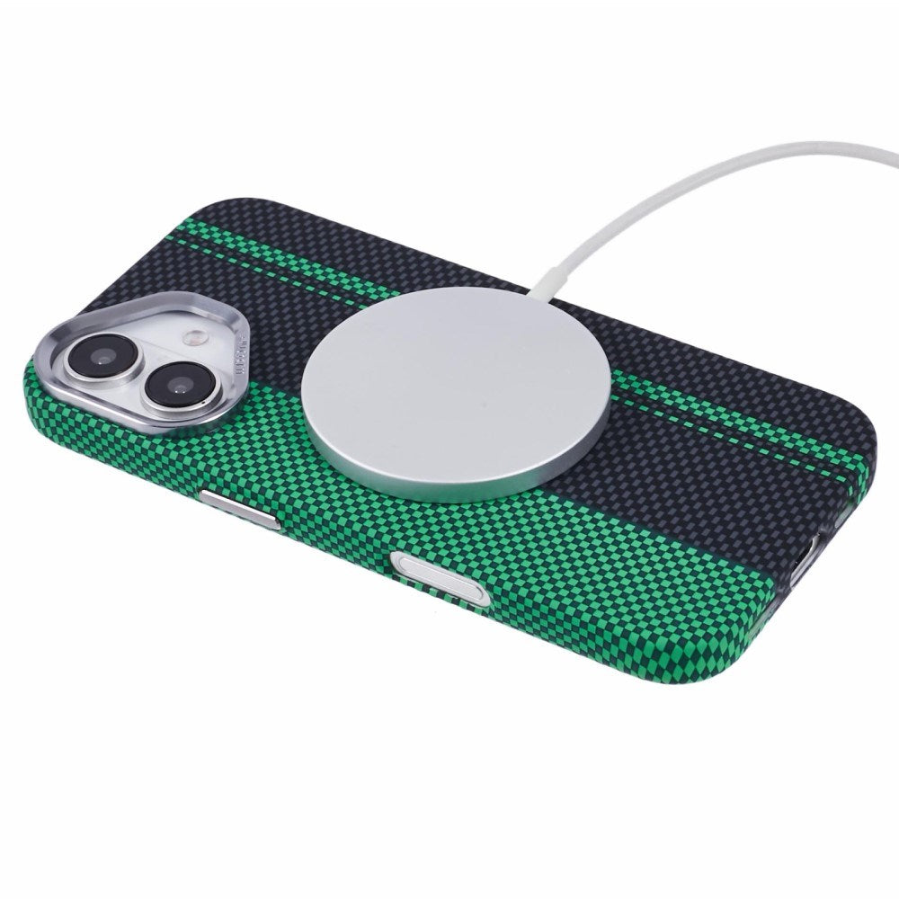 EIDERWOOD - Mønstret Carbon Cover - iPhone 16 - MagSafe Kompatibel - Green/Black