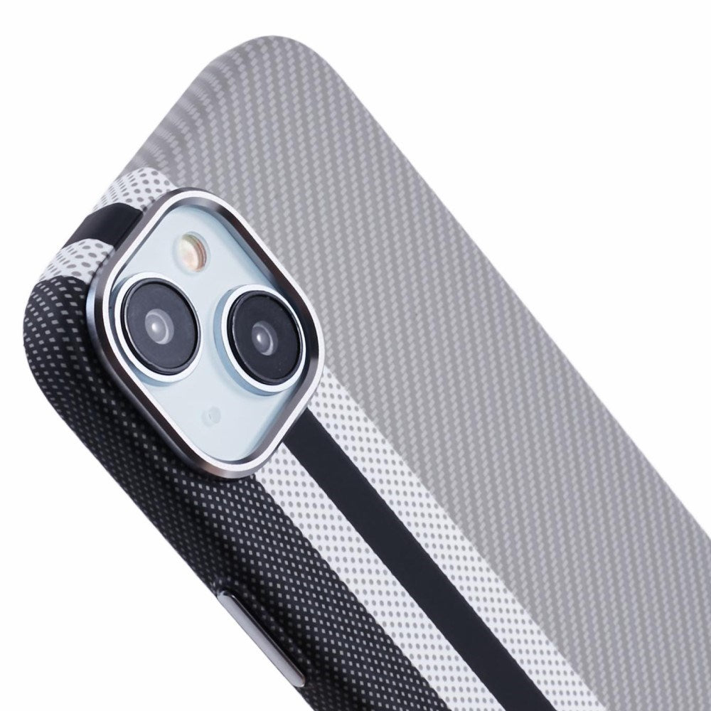 EIDERWOOD - Mønstret Carbon Cover - iPhone 15 - MagSafe Kompatibel - Grey Stripes