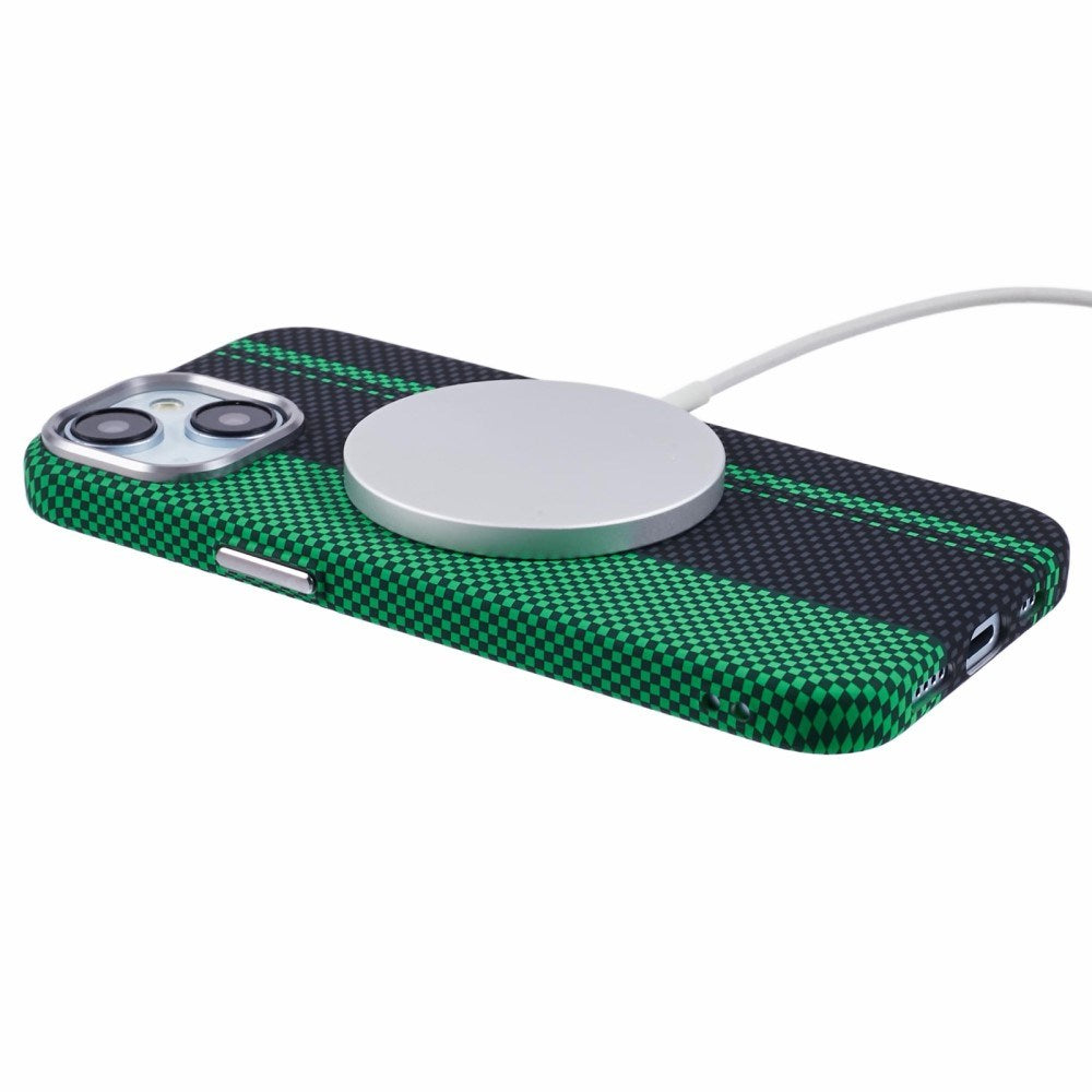 EIDERWOOD - Mønstret Carbon Cover - iPhone 14 - MagSafe Kompatibel - Green/Black