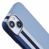 EIDERWOOD - Mønstret Carbon Cover - iPhone 14 - MagSafe Kompatibel - Blue Stripes