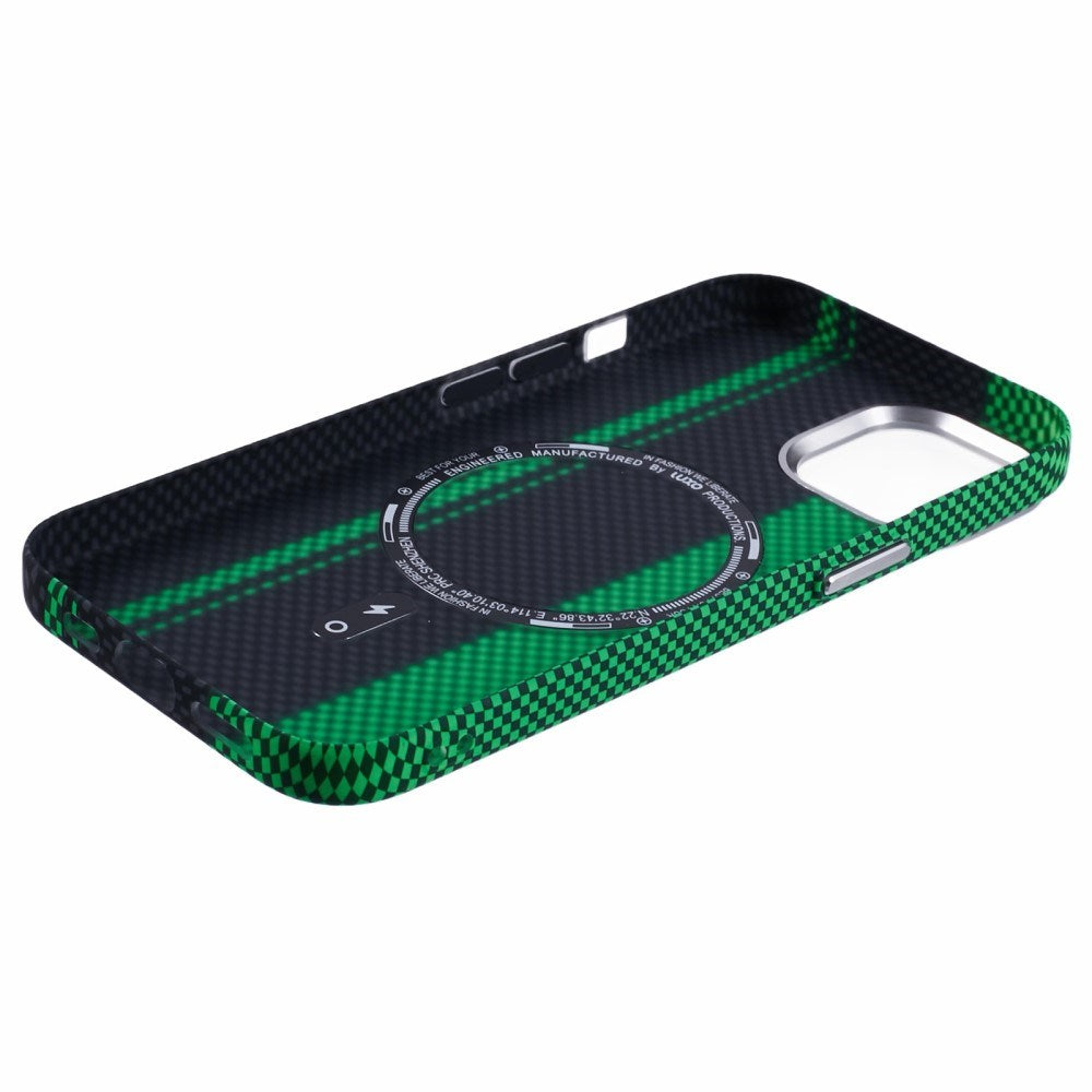 EIDERWOOD - Mønstret Carbon Cover - iPhone 13 - MagSafe Kompatibel - Green/Black