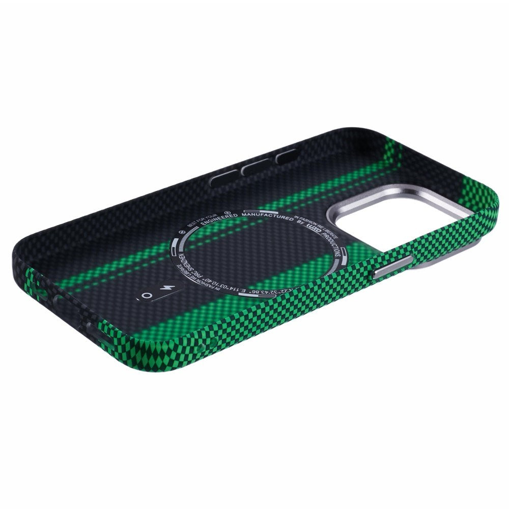 EIDERWOOD - Mønstret Carbon Cover - iPhone 13 Pro - MagSafe Kompatibel - Green/Black