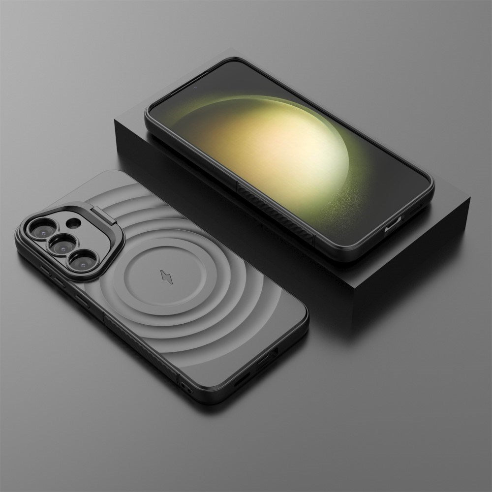 EIDERWOOD - Samsung Galaxy S25+ (Plus) - Fleksibelt Plastik Cover m. Tekstur & Kickstand - Sort