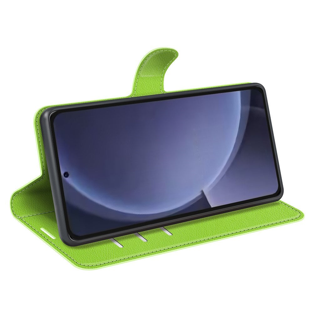 EIDERWOOD Samsung Galaxy S25+ (Plus) Shockproof Læderetui med Litchi Mønster og Kortholder - Grøn