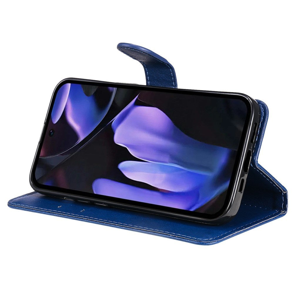 EIDERWOOD - Google Pixel 9a - Kunstlæder Flip Cover m. Kortholder & Strop - Blå