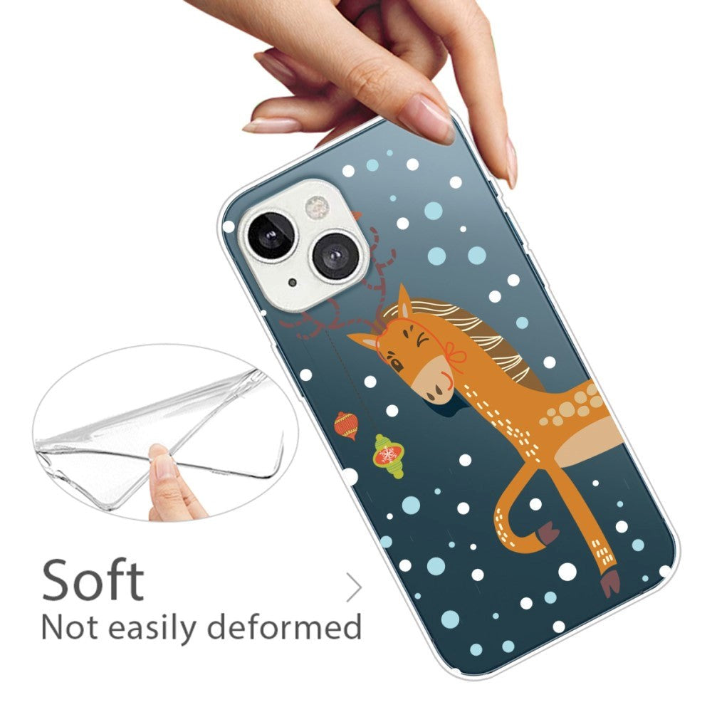 iPhone 14 Fleksibel Plastik Jule Mobil Cover - Rensdyr
