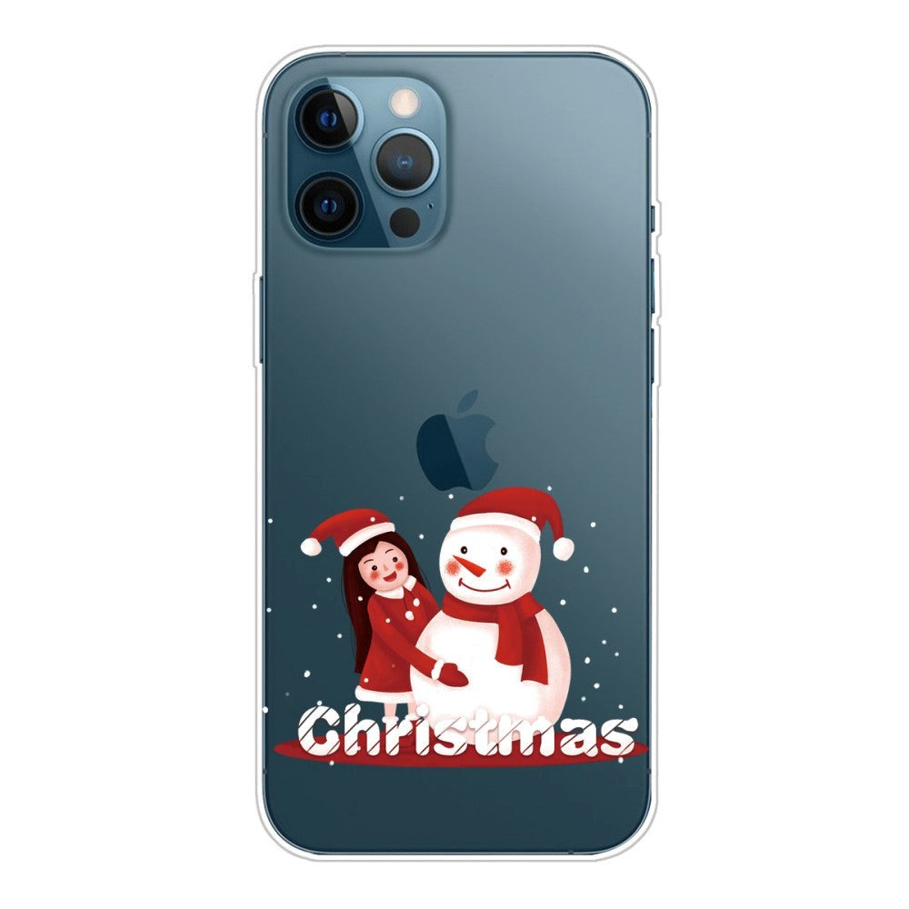 iPhone 14 Pro Fleksibel Plastik Jule Mobil Cover - Pige med Snemand