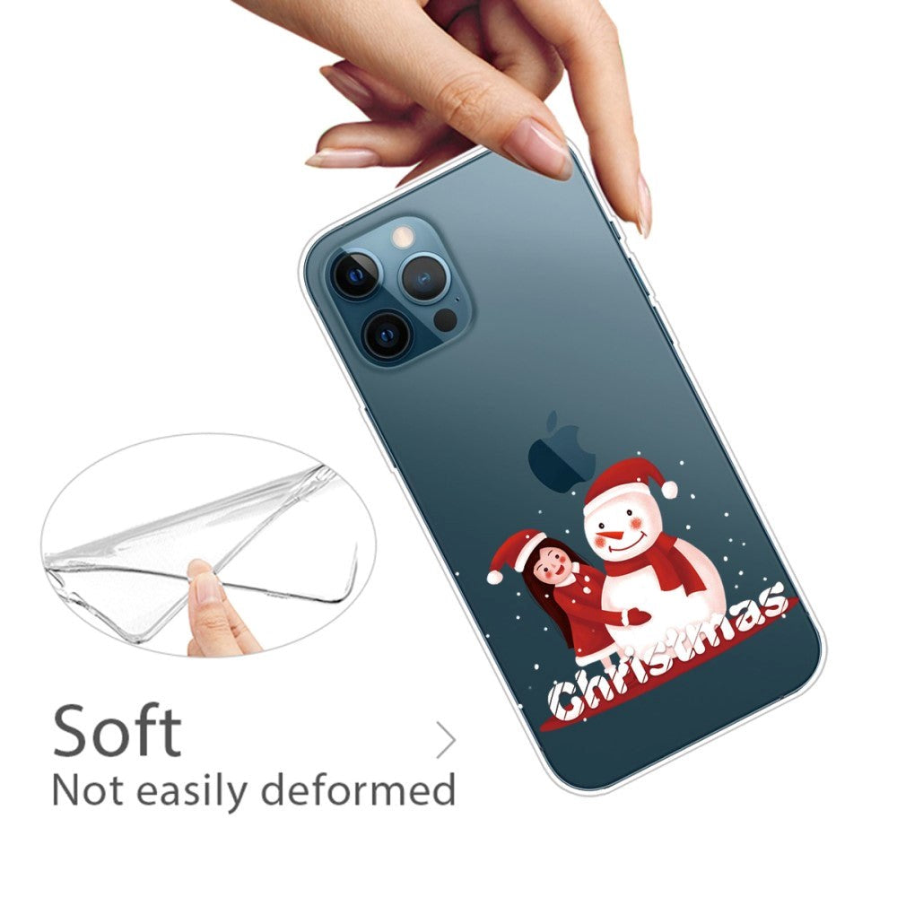 iPhone 14 Pro Fleksibel Plastik Jule Mobil Cover - Pige med Snemand