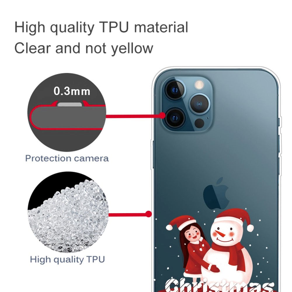 iPhone 14 Pro Fleksibel Plastik Jule Mobil Cover - Pige med Snemand