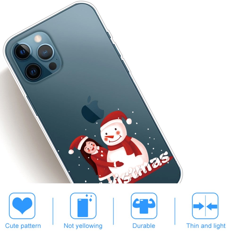 iPhone 14 Pro Fleksibel Plastik Jule Mobil Cover - Pige med Snemand