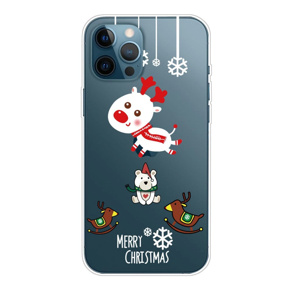 iPhone 14 Pro Fleksibel Plastik Jule Mobil Cover - Jule Rensdyr