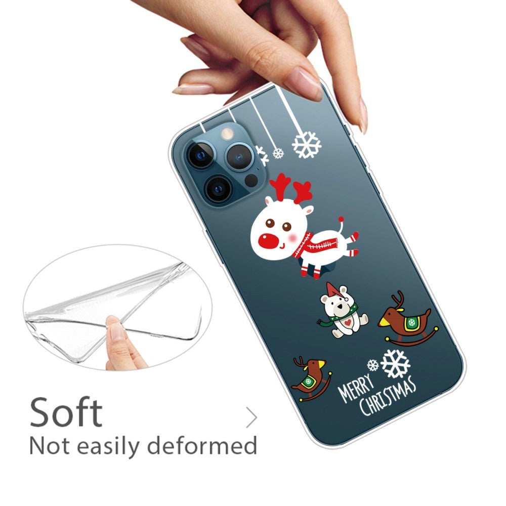 iPhone 14 Pro Fleksibel Plastik Jule Mobil Cover - Jule Rensdyr