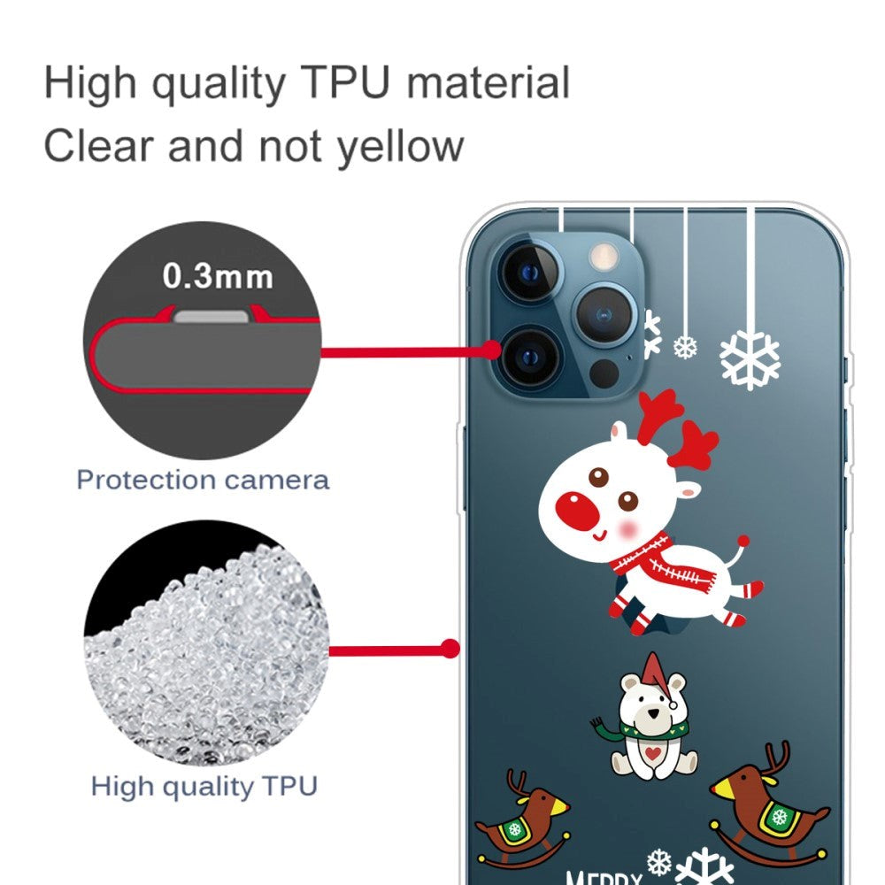iPhone 14 Pro Fleksibel Plastik Jule Mobil Cover - Jule Rensdyr