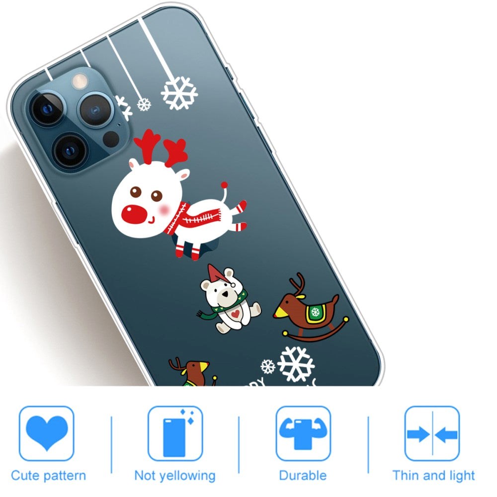 iPhone 14 Pro Fleksibel Plastik Jule Mobil Cover - Jule Rensdyr