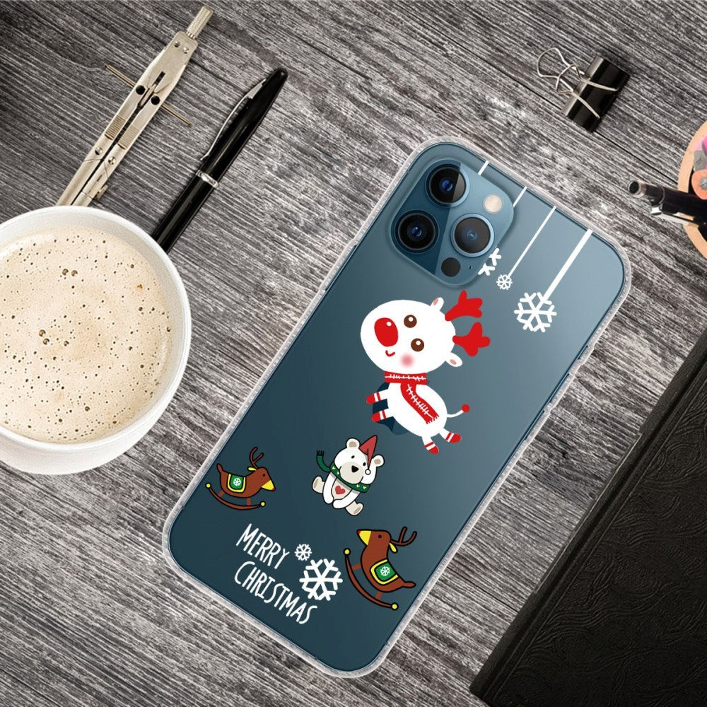 iPhone 14 Pro Fleksibel Plastik Jule Mobil Cover - Jule Rensdyr