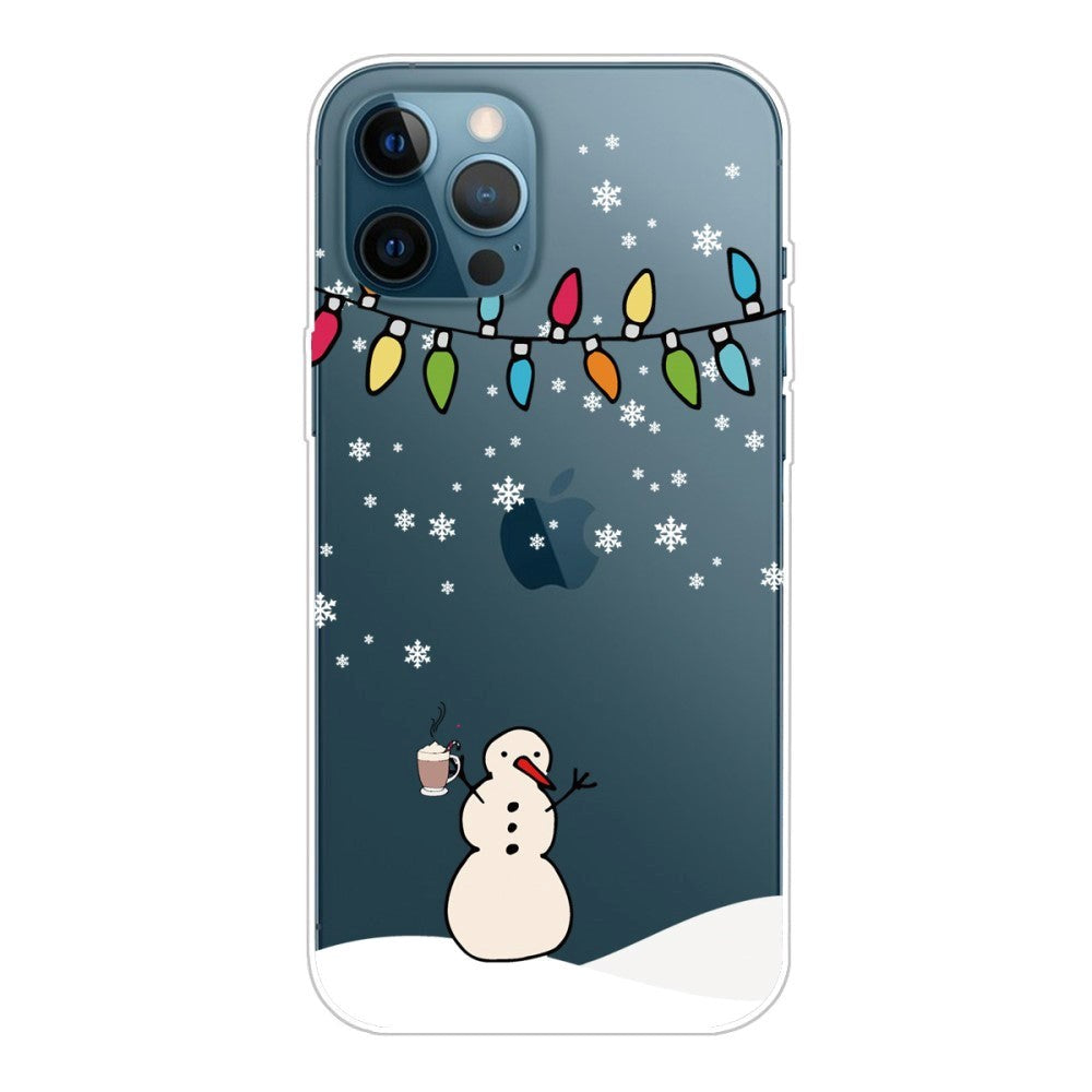 iPhone 14 Pro Fleksibel Plastik Jule Mobil Cover - Snemand med Kakao