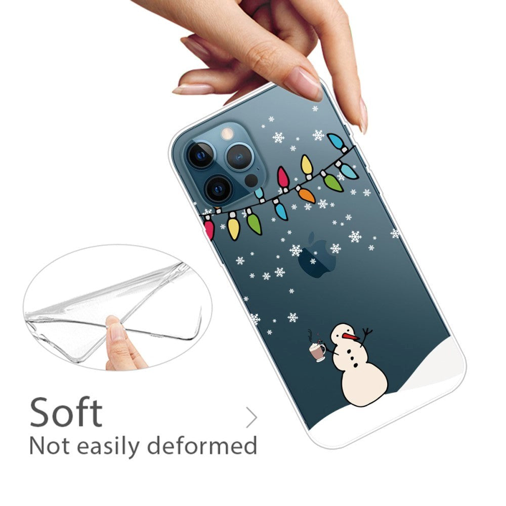 iPhone 14 Pro Fleksibel Plastik Jule Mobil Cover - Snemand med Kakao