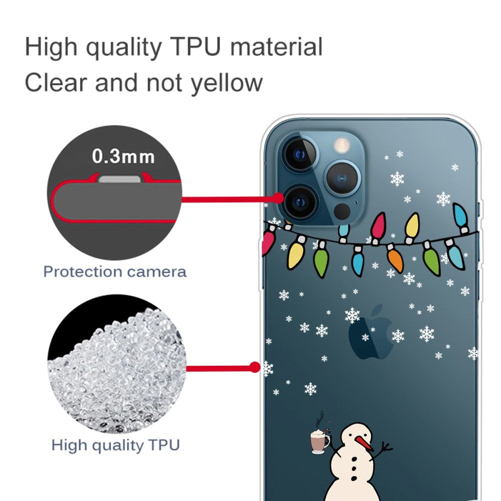 iPhone 14 Pro Fleksibel Plastik Jule Mobil Cover - Snemand med Kakao