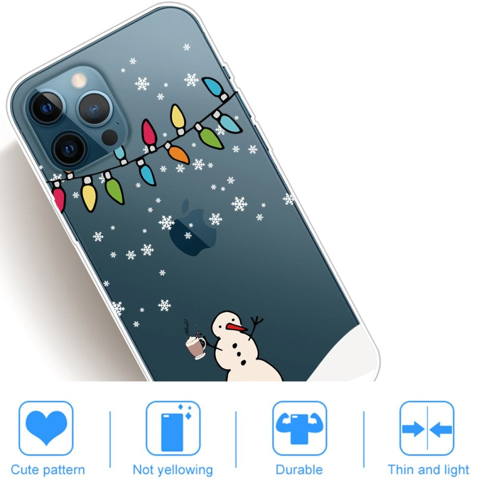 iPhone 14 Pro Fleksibel Plastik Jule Mobil Cover - Snemand med Kakao