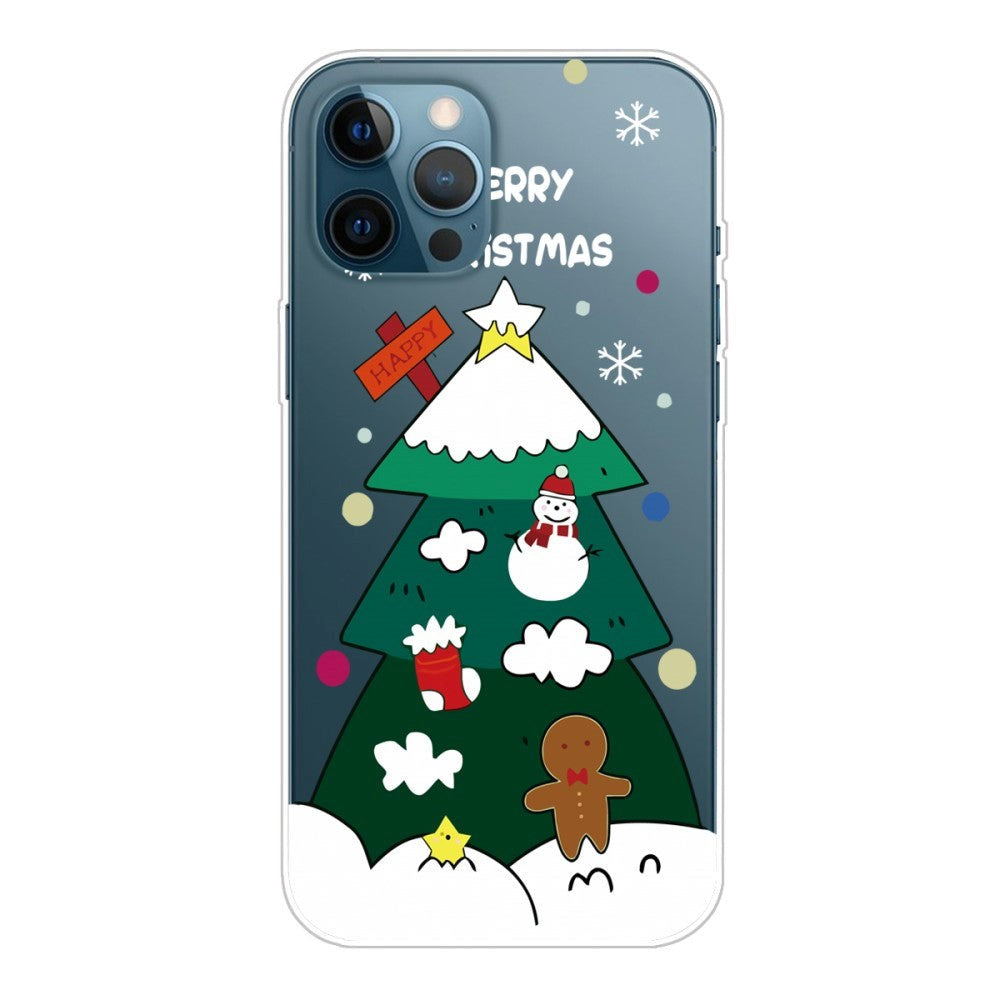 iPhone 14 Pro Fleksibel Plastik Jule Mobil Cover - Juletræ