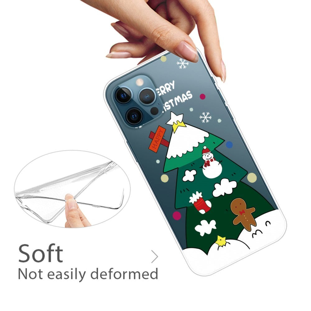 iPhone 14 Pro Fleksibel Plastik Jule Mobil Cover - Juletræ
