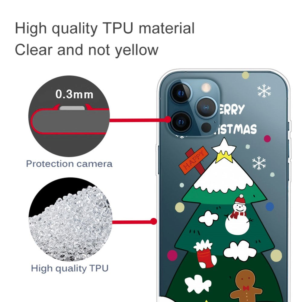 iPhone 14 Pro Fleksibel Plastik Jule Mobil Cover - Juletræ