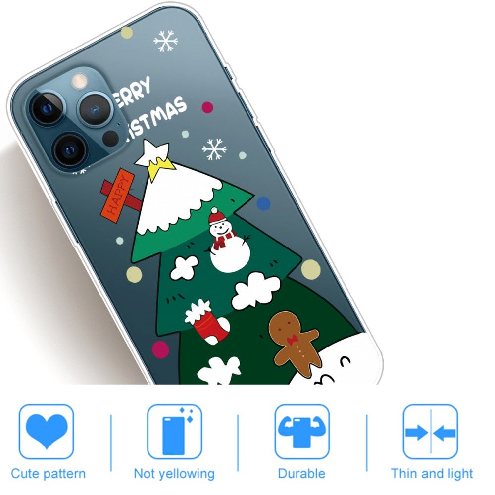 iPhone 14 Pro Fleksibel Plastik Jule Mobil Cover - Juletræ