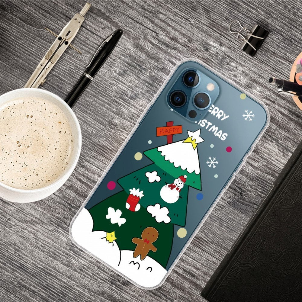 iPhone 14 Pro Fleksibel Plastik Jule Mobil Cover - Juletræ