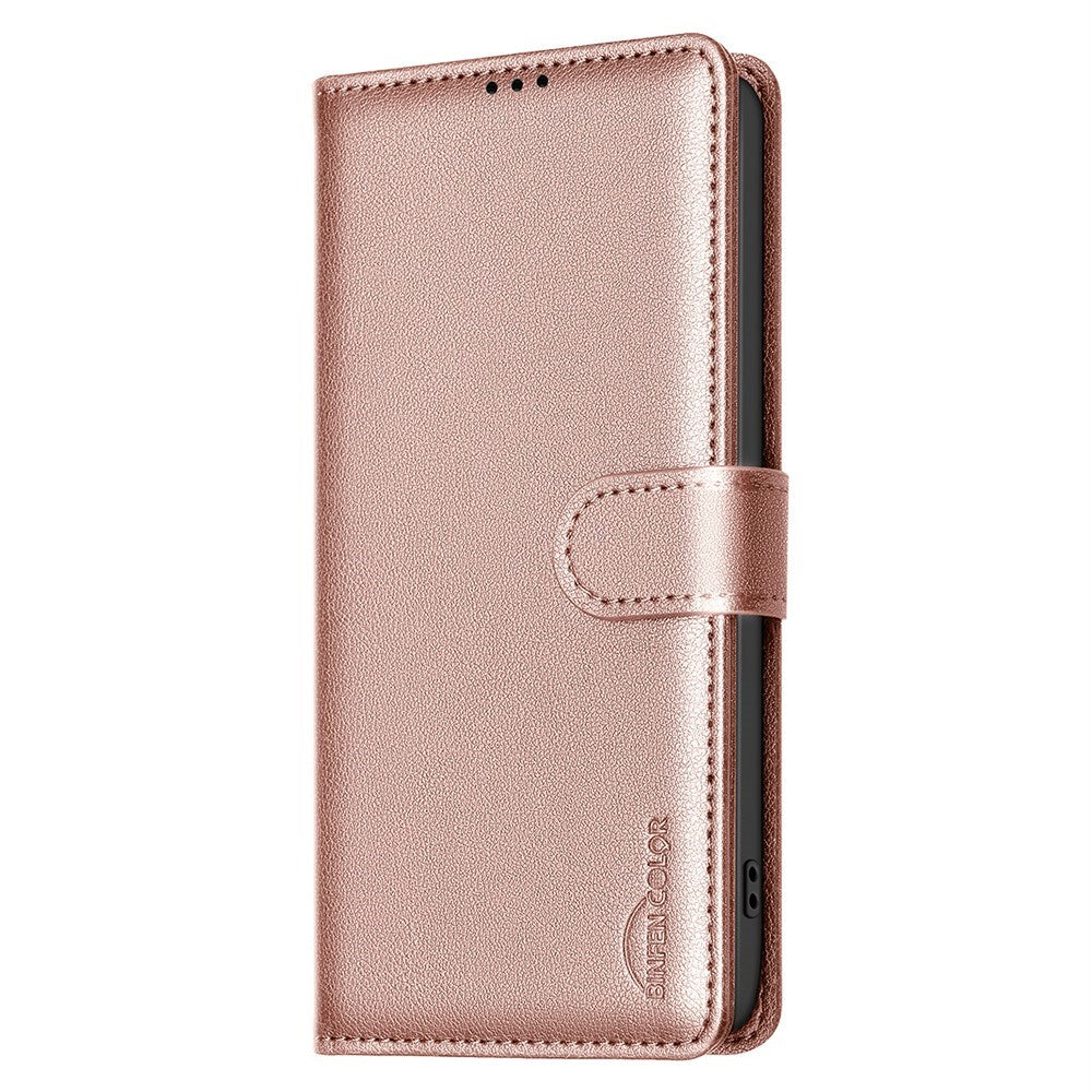 Samsung Galaxy A26 (5G) BINFEN Kunstlæder Flip Cover - RFID Blokering - Kortholder - Ståfunktion - Rose Gold