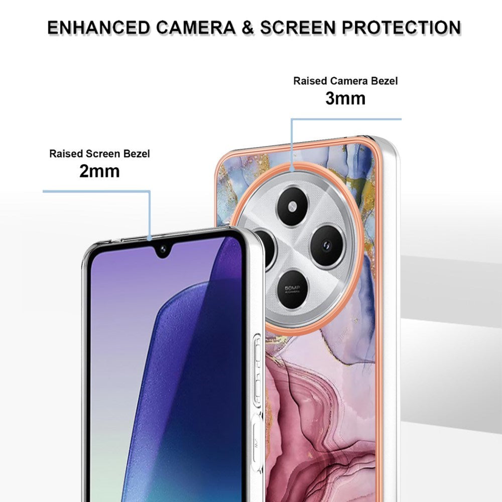 EIDERWOOD Xiaomi Redmi 14C Fleksibelt Plastik Mobil Cover m. Marmordesign - Lyserød