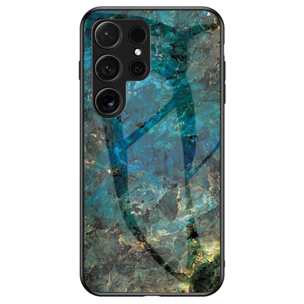 Samsung Galaxy S25 Ultra - EIDERWOOD Hybrid Marmor Cover m. Glas Bagside - Blå