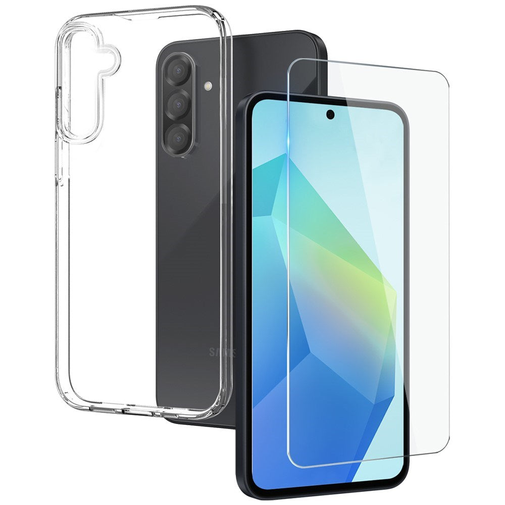 Samsung Galaxy A56 (5G) - 2-i-1 Fleksibelt Plastik Cover & Hærdet Skærmbeskyttelsesglas - Gennemsigtig