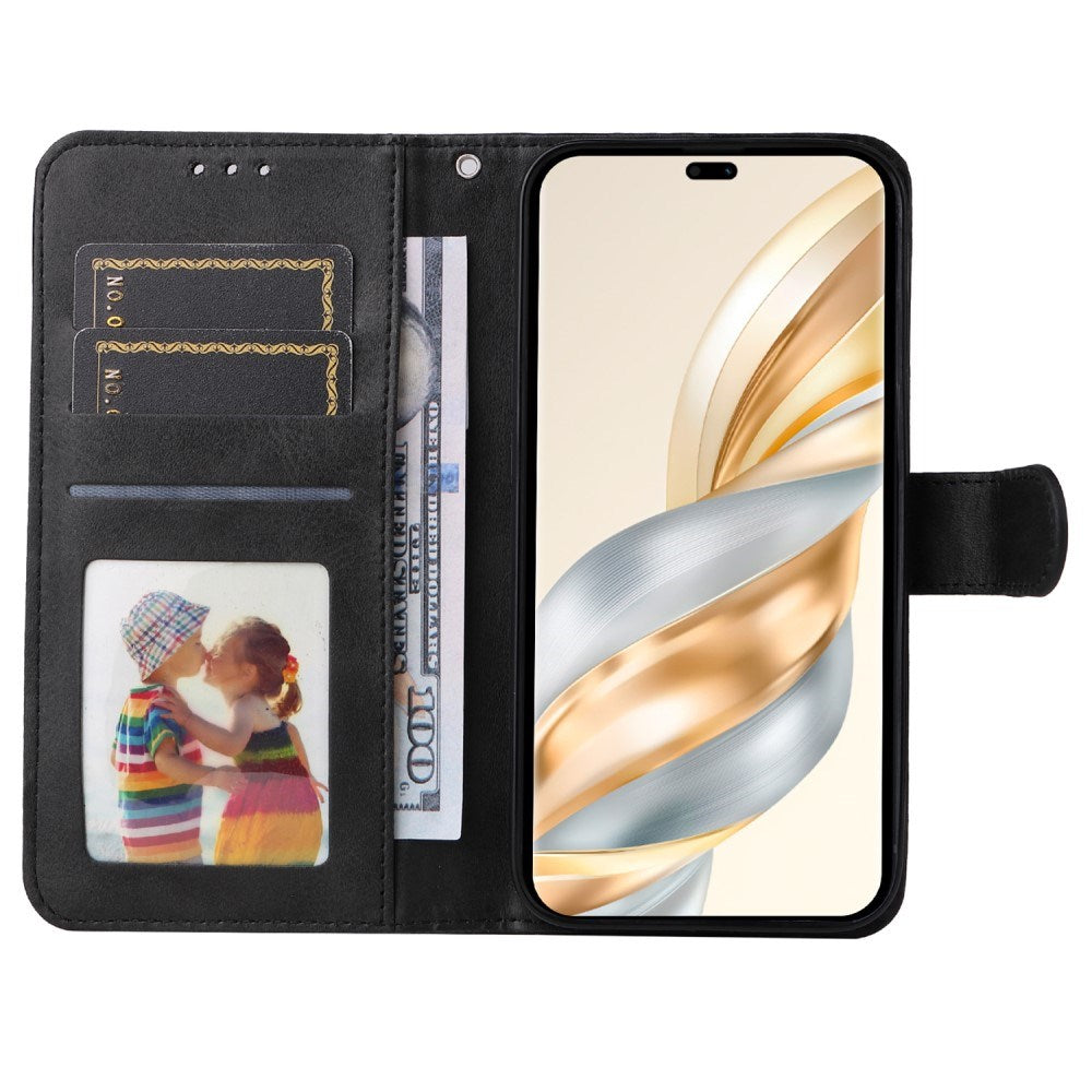 EIDERWOOD - Honor Magic7 Lite Kunstlæder Flip Cover m. Strop - Sort