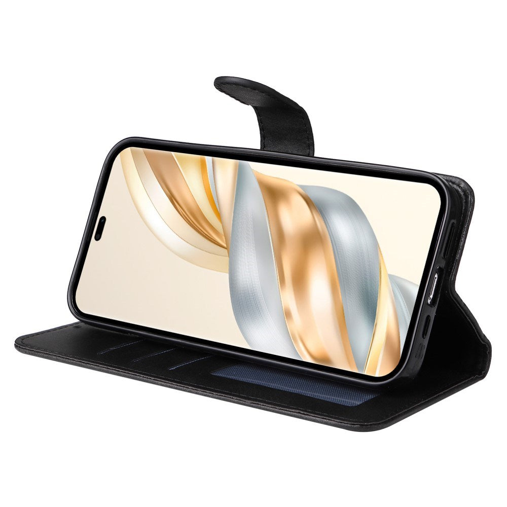 EIDERWOOD - Honor Magic7 Lite Kunstlæder Flip Cover m. Strop - Sort