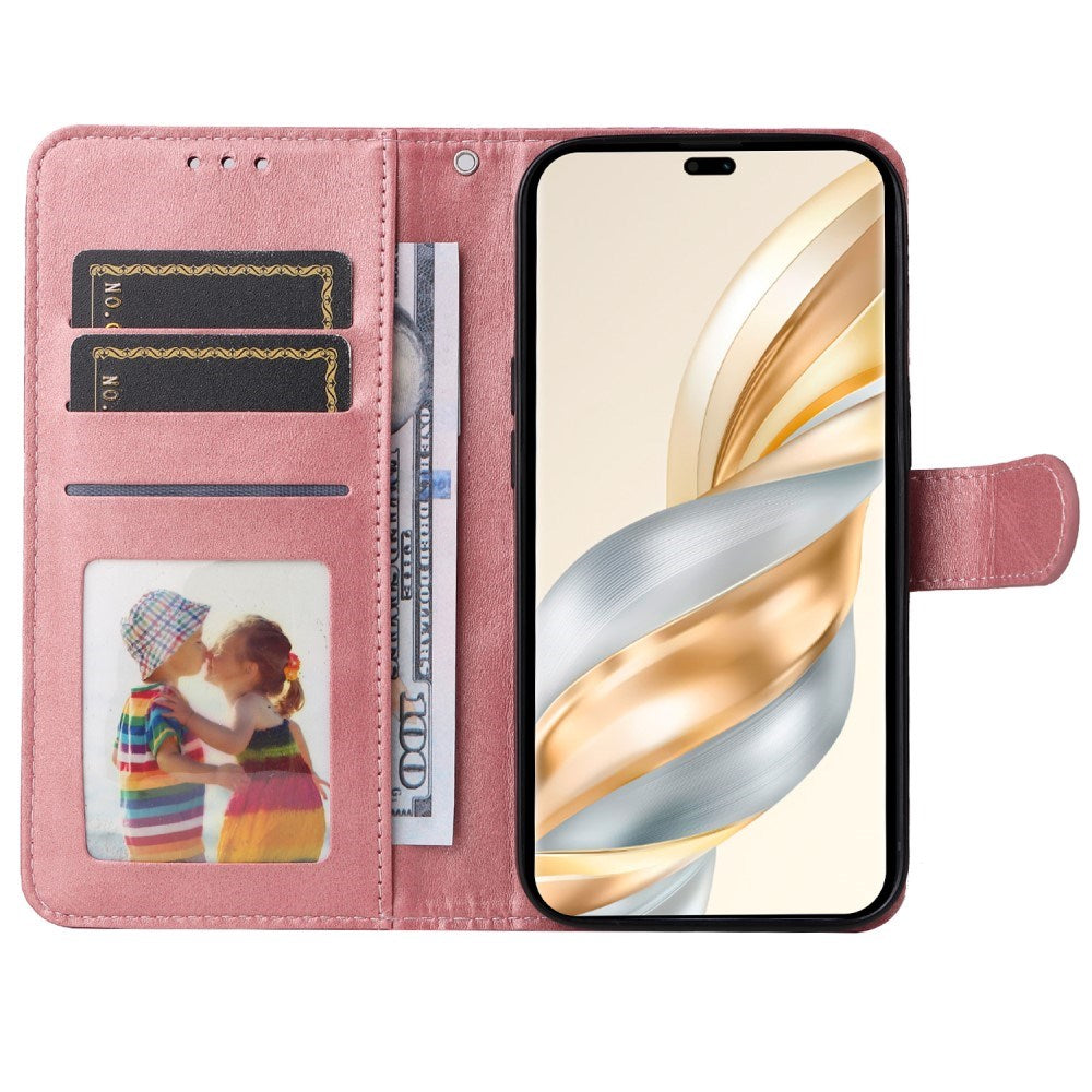 EIDERWOOD - Honor Magic7 Lite Kunstlæder Flip Cover m. Strop - Lyserød