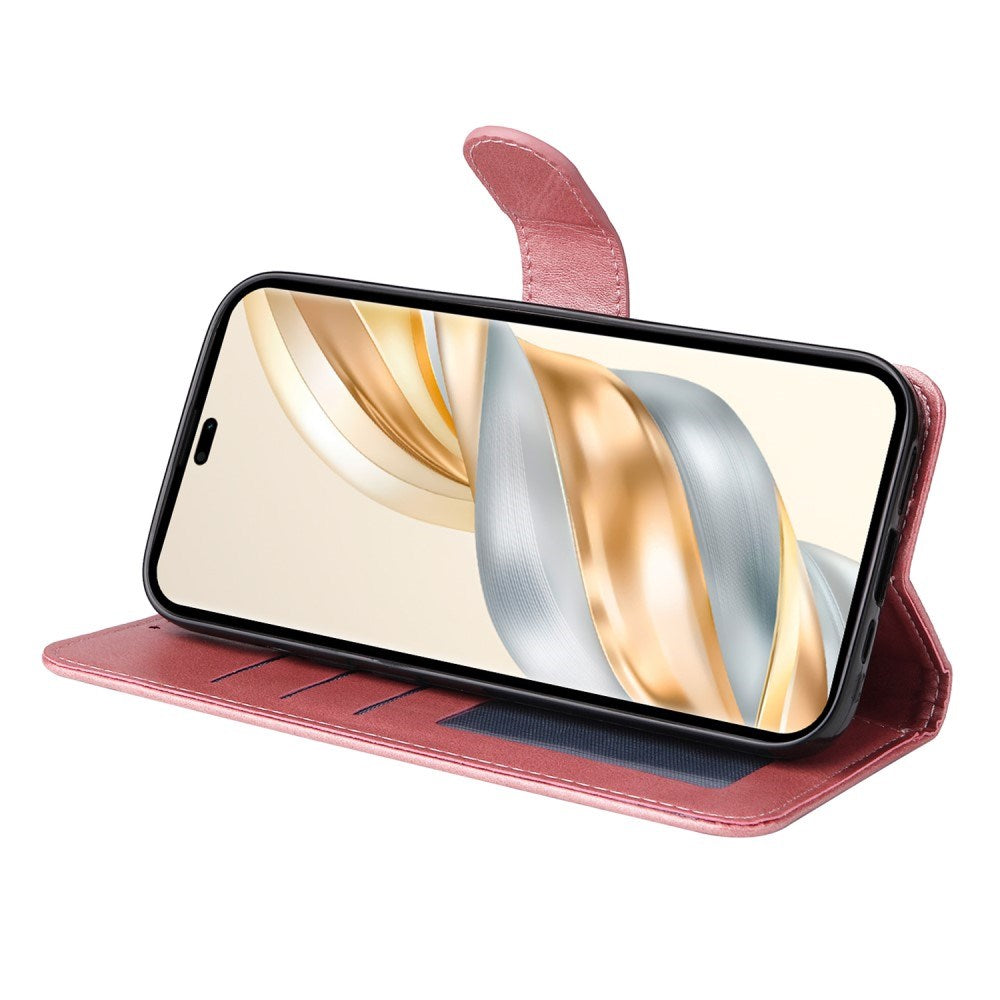 EIDERWOOD - Honor Magic7 Lite Kunstlæder Flip Cover m. Strop - Lyserød