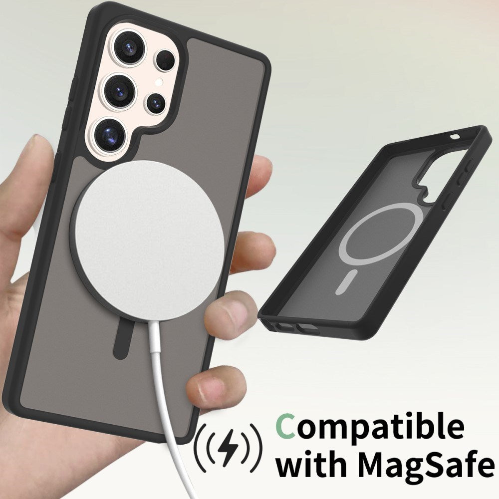 EIDERWOOD Samsung Galaxy S25 Ultra Mat Hybrid Mobil Cover - MagSafe Kompatibel - Sort / Gennemsigtig
