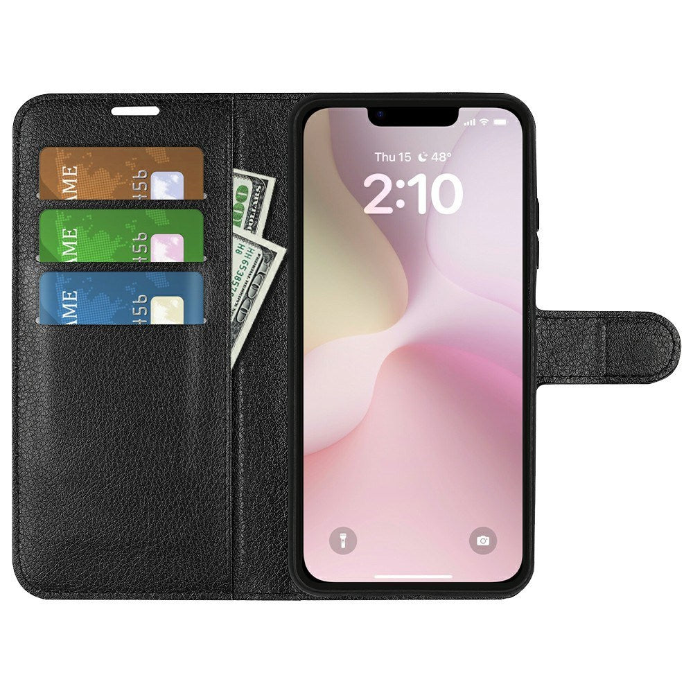 EIDERWOOD - iPhone 17e / 16e - Kunstlæder Flip Cover m. Kortholder & Ståfunktion - Sort