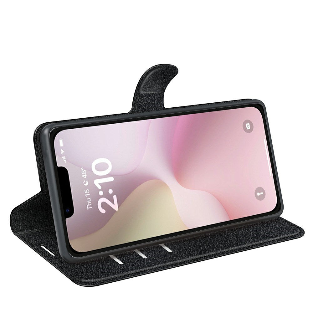 EIDERWOOD - iPhone 17e / 16e - Kunstlæder Flip Cover m. Kortholder & Ståfunktion - Sort