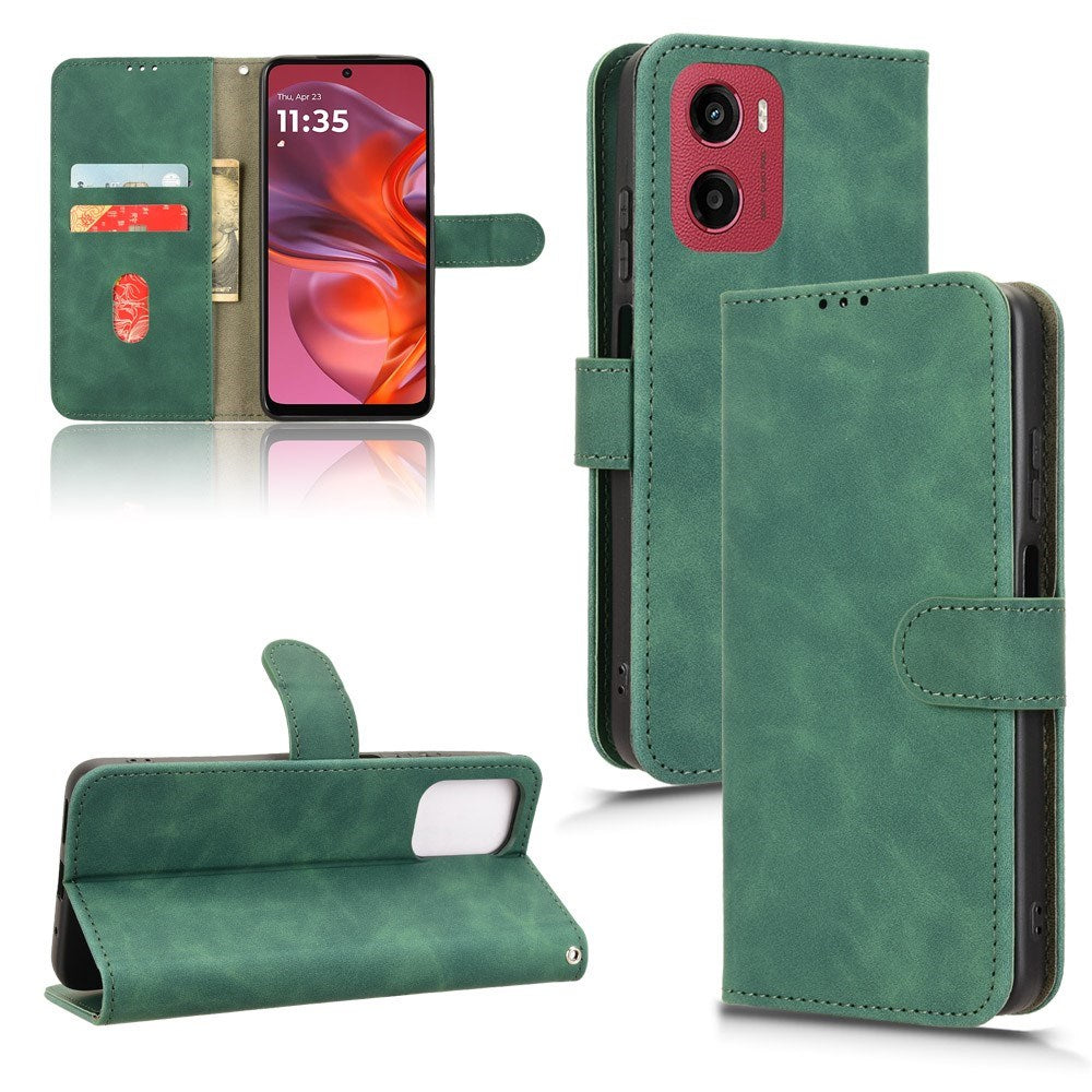 EIDERWOOD Motorola Moto G05 Kunstlæder Flip Cover m. Kortholder & Ståfunktion - Grøn