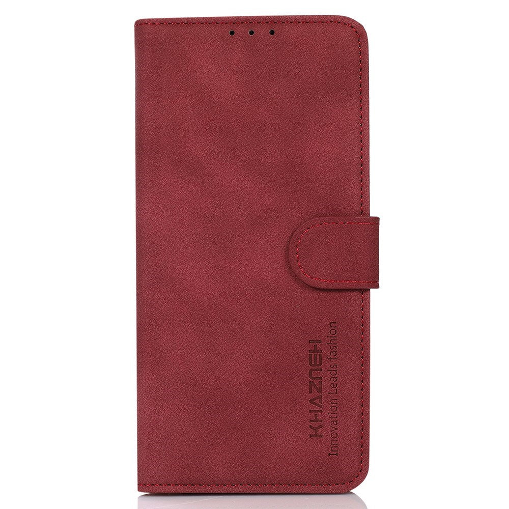 Xiaomi Redmi Note 14 (5G) - KHAZNEH Kunstlæder Flip Cover m. Kortholder & Ståfunktion - Rød